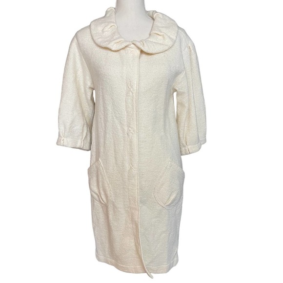 Semantiks Womens Snap Button Sweater Duster 3/4 Sleeve Pockets Size XS Cream - Picture 1 of 13